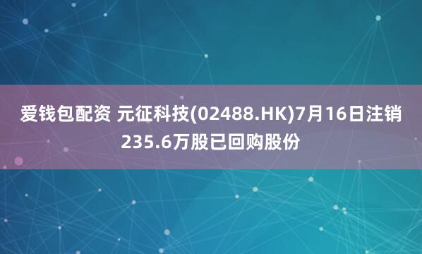 爱钱包配资 元征科技(02488.HK)7月16日注销235.6万股已回购股份